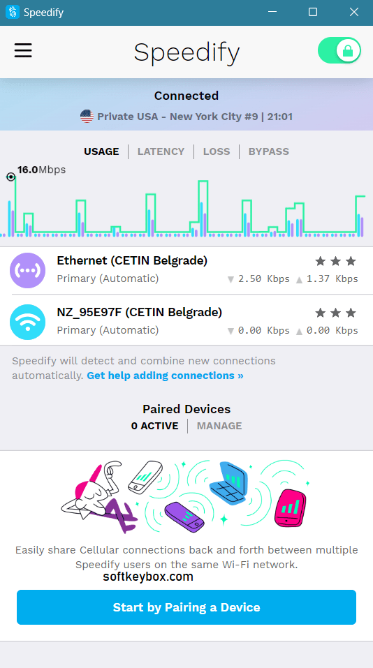 Speedify Premium Activated Interface